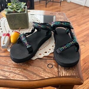 Teva Black and Multicolor Sport Sandals with Adjustable Straps